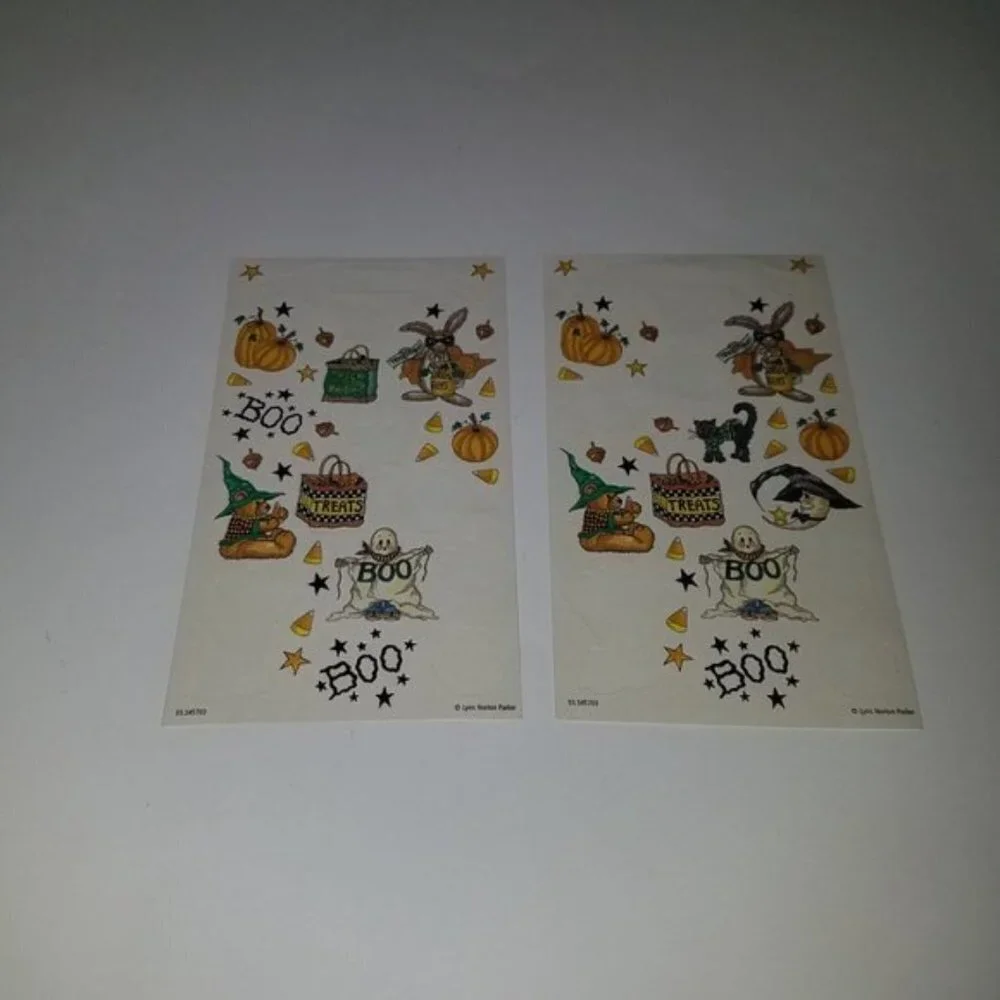 VTG Mixed Lot Halloween Stickers Temporary Tattoos Ghost Witch Black Cat Bat